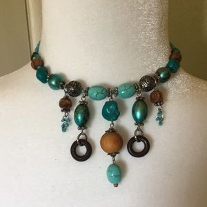 Turquoise and beaded necklace.